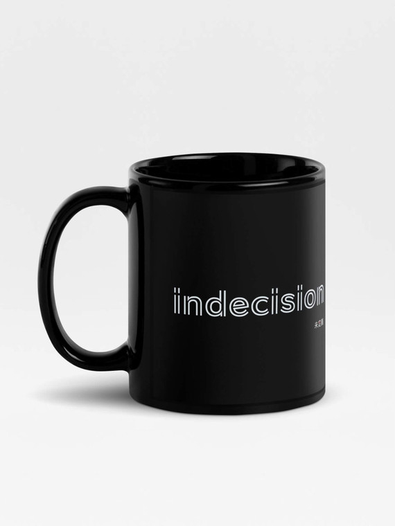 Indecision Mug     Japanese Undefined design drinks cup coffee, tea, juice, milk drinking cups miteigi-Logo branded product item tumblers ceramics cartoon pattern in black with platinum red letter print collections Japan nippon JPN Nihon couples indecisions souvenirs collectors mugs