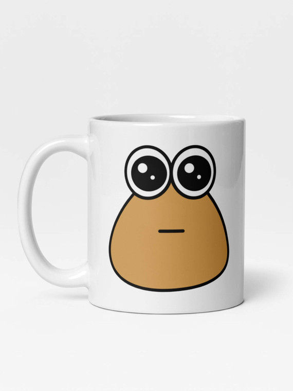 Glossy Pou Cute Mug    Japan cartoon Roblox character drinks cup coffee, tea, juice, milk drinking cups miteigi branded product item tumblers ceramics in white with brown ink multicolor pattern Ceramic Anime Gifts girls boys gen z generation A Japanese manga characters souvenirs mugs