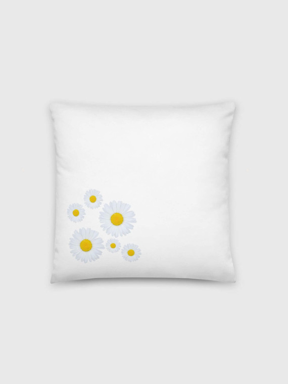 Daisy Pillow   Vintage classic floral Decorative Pillowcases in white with yellow and white various size design one sided Pillows case Covers daisies flowers pillows cases 18″×18″