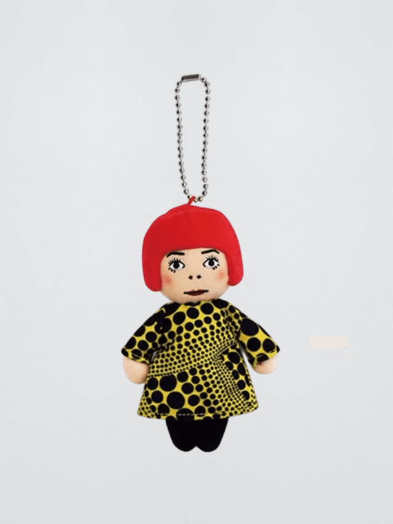 Yayoi Kusama Keychain 10cm Yayoi Kusama humanoid Polka-dot No face Man keychain bag hanging decoration plush toys Charm pendants