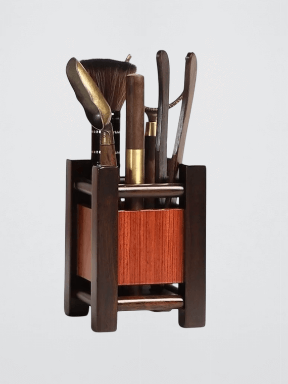 Tea Art Six Gentlemen Set Ebony Rosewood Tea Caddy Spoons Cups Forks Kung Fu Tea Tools Accessories wooden tea ceremony 6-Piece sets