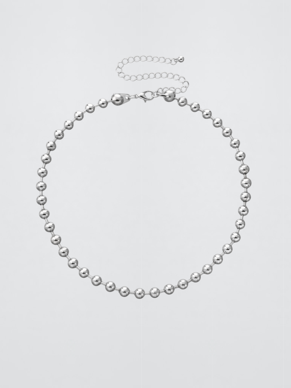 Genflex gender neutral unisex Women’s woman womens Men’s man mens Y2K Handmade Gothic Chunky Statement Ball Chain Choker Necklace Silver Plated Jewelry Genz Jewellery