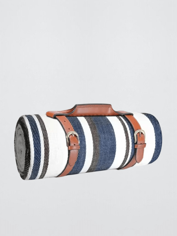 Extra Large Portable and waterproof Sand-proof Foldable Outdoor park, beach, Fashion Handy Mat Tote Picnic Blankets in mocha blue, with white plaid