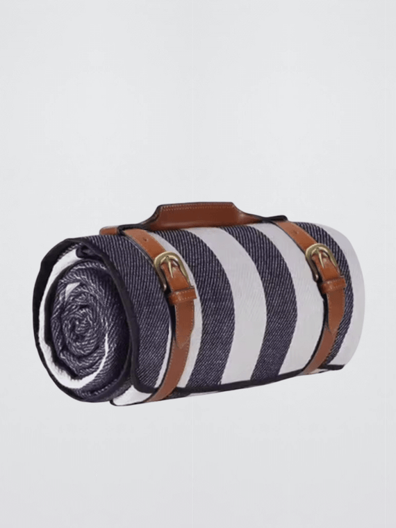 Extra Large Portable and waterproof Sand-proof Foldable Outdoor park, beach, Fashion Handy Mat Tote Picnic Blankets in blue, with white stripe