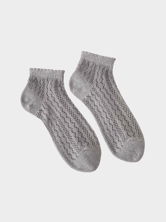 Women’s woman womens Hollow Mesh Summer Style Cotton Breathable Deodorant Shallow Mouth Short Tube Summer Thin Cute Lace Ankle Crew Socks in Gray grey