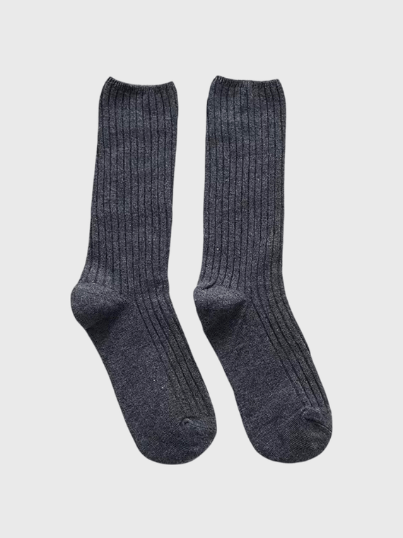 Women‘s woman womens 1 Pair Japanese Retro ribbed Cotton Autumn Winter Knitting Solid Color Long mid-calf Korean Student Girls Stockings Loose Crew Socks (1-Pair) in dark Gray grey