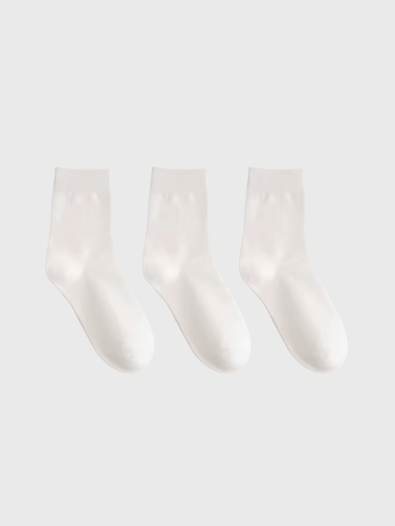 Women's woman womens 3 Pair 100% Cotton Solid Color Autumn Spring Soft Breathable crew socks (3-Pack) 3-Pair in white