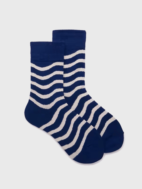 Genflex gender neutral unisex Men’s man mens Women’s woman womens Couples 1 Pair Cotton Spring Autumn Fall Winter Funny cartoon stripe pattern Colorful EUR37-43 ankle crew socks in blue