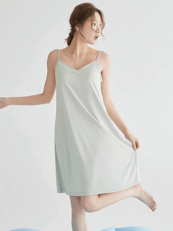 Women’s woman womens tall-, plus-, size Sexy PJ Pajamas Nightgown Intimate Lingerie Summer Modal Spaghetti Strap Nightdress Chemise Sleepwear Loose Casual Solid color Knee-Length V-neck Home Dress Loungewear Robes in Light green