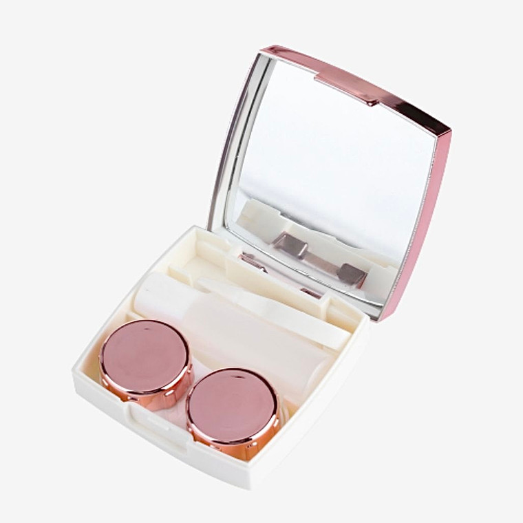 Lovely Pocket Mini Contact Contact Lens Pink ABS Plastic Case Mirror Glasses Case Travel Kit Set Easy Carry Mirror Lenses Box Container Eyewear Accessories Trend