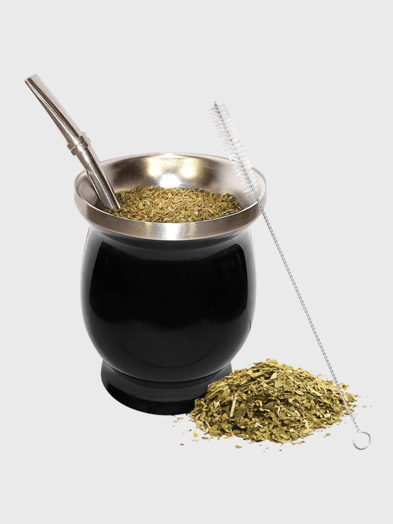 230ML Stainless Steel Yerba Mate Cup Set 230ml Includes Double Cleaning Brush Straw Anti Scalding Insulated Cup Home Teaware in Black