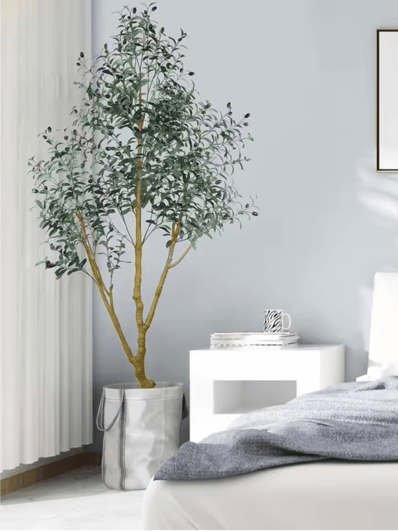 Artificial Olive Tree Fake Plant, Indoor for Home Office Faux Trees with Realistic Leaves and Fruits
