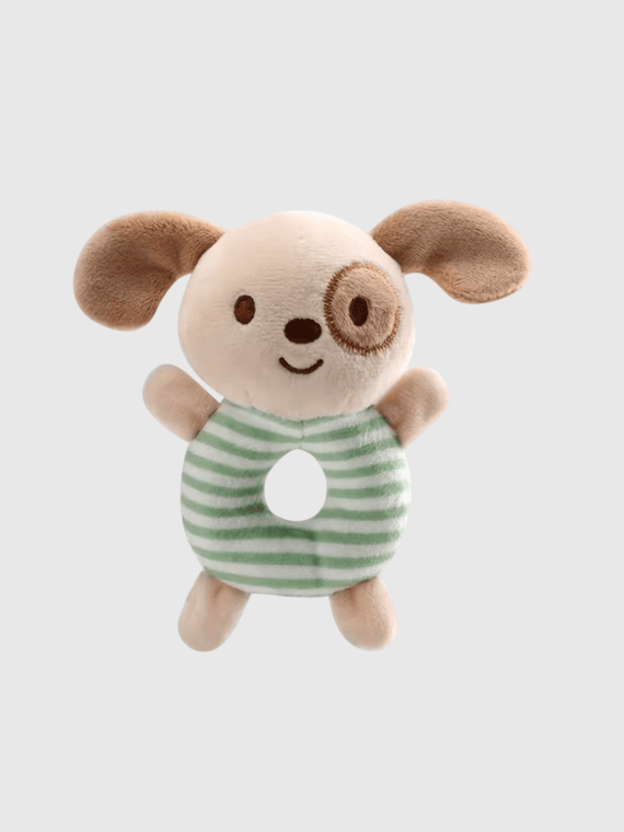 Baby infant newborn boys girls Plush stuffed Rattle Ring Comforter Spot the dog animal cartoon cotton baby hand crank, soothing rings, 0-1 year old baby toy hand bell Spot the puppy dog comforters dolls in beige stripes