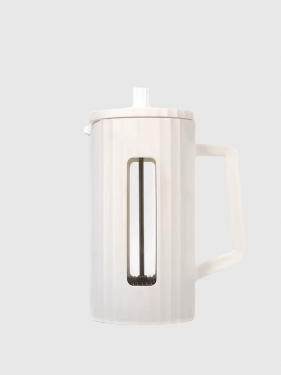 French press coffee press, Coffee-, Tea-, Maker, 600ml, 1000ml high density stainless steel mesh heat resistant glass white