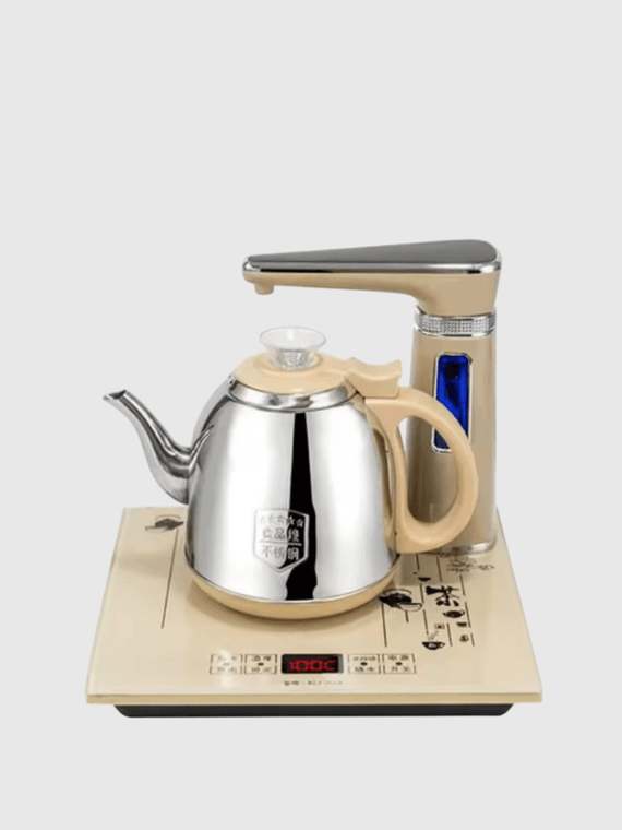 Kettle Electric Fully Automatic Kettle Teapot 1L Stainless Steel Safety Auto-off Kettle Water Dispenser Pumping Stove Set 1L in golden color