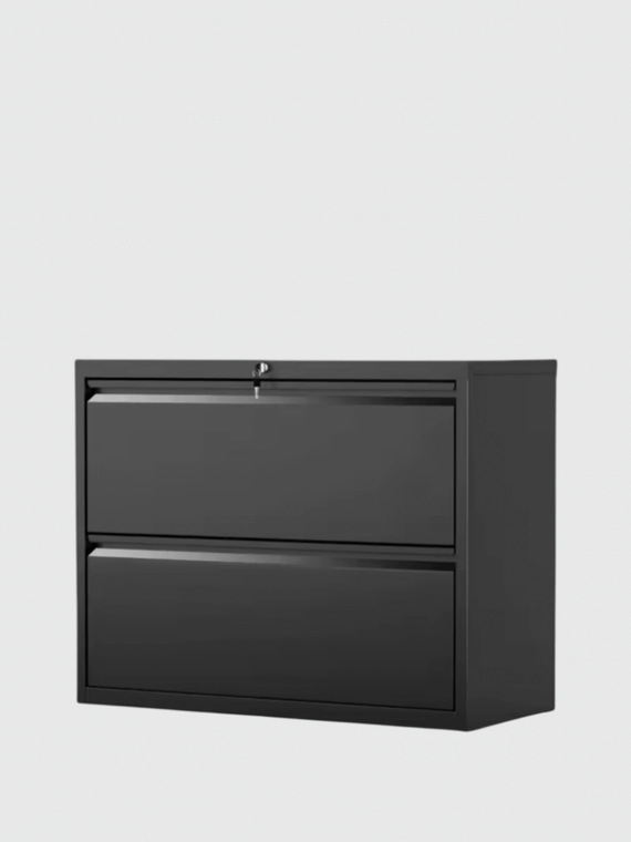 2-Drawer Lateral Filing Cabinet Lockable Carbon Steel Metal File Storage Organizer Home Office School Archive Files Furniture in black