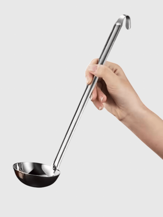 Practical Hook Long Handle Stainless Steel Soup Ladle Rust-proof Thickened Spoons Serving Spoon Serveware Cooking utensil Porridge in silver