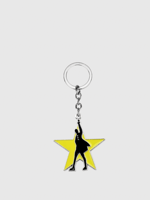 Broadway Musical Hamilton Key Holder Bag Student Women Travel Card Cover Badge Car Keychain Decorations Gifts, keychains charms in yellow with black silver