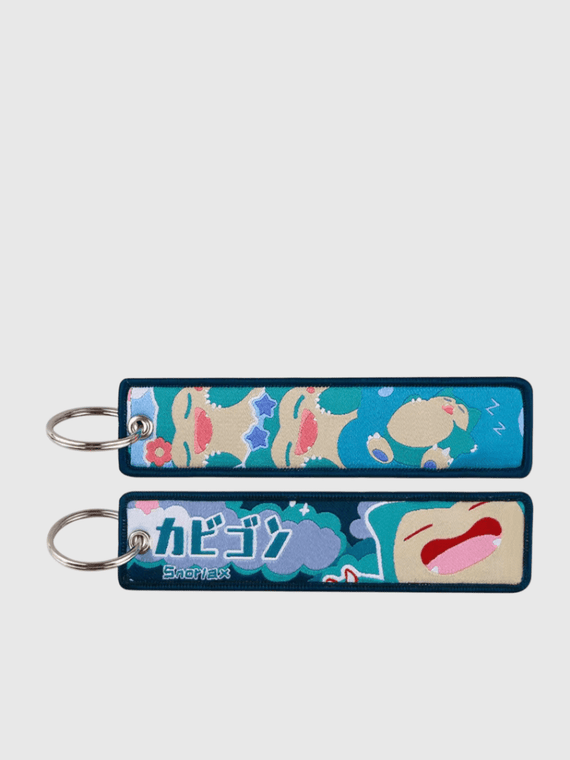 Anime Pokémon Snorlax Keychain for Cars Backpack Key Holders Embroidery Keyrings Key Tag Jet Accessories Gifts charms In blue with multi