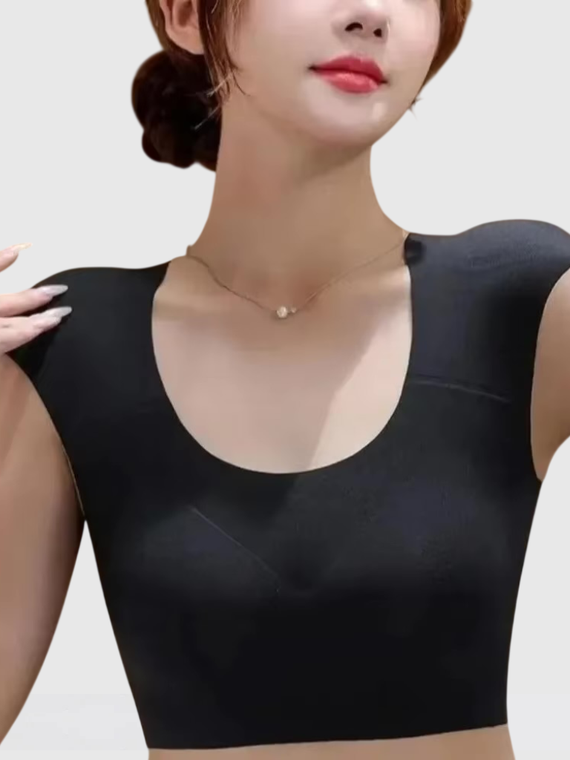 Women’s woman womens petite-, tall-, plus-, size Seamless Corset Shoulder Pads Wireless wire-free T-shirt-bra Right-Angle Shoulder Corset Liquid Foundation Invisible Vest Camisole Bralette Bras in black color