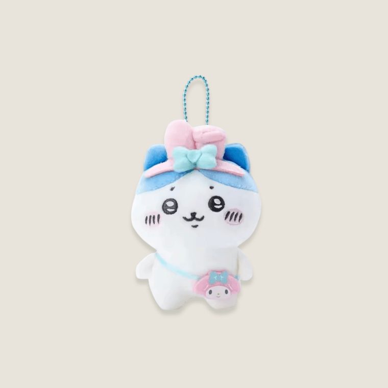 Soft Plush Hachiware Co-branded Self-deprecating Bear Chiikawa Sanrio Characters Jiikawa Pendant Cute Jiyi Xiaohachi Usaki Bedroom Ornaments Doll toys Bag charms in white with yellow