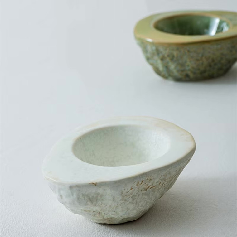 Irregular Stone Bowl Ceramic Snack Bowl Dessert Bow Appetizer Serving Bowls Kiln Changes Restaurant Specialty dinnerware serveware in white
