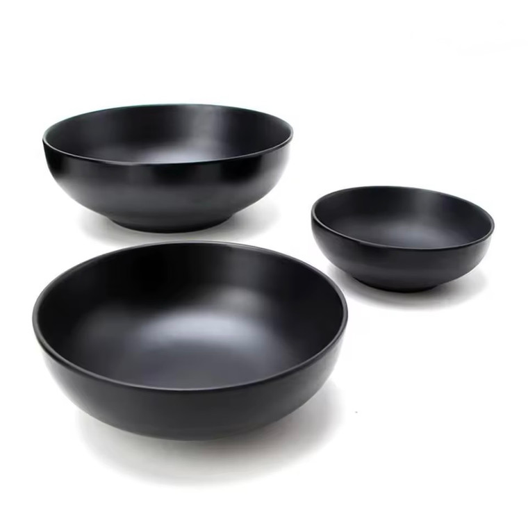 Melamine Imitation Porcelain Fruit Salad Dried Fruits Candy Pasta Ramen Bowl Restaurant Specialty dinnerware serveware bowls in black