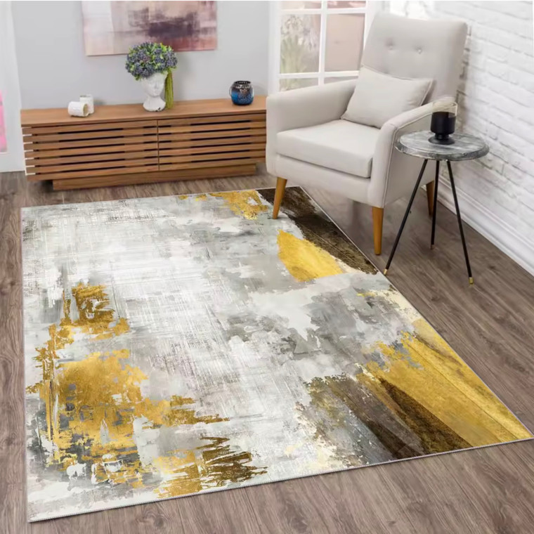 Norway Scandinavia Scandinavian Norwegian Nordic Abstract style for Office Living Room Bedroom Washable Floor Lounge Large Modern Home Decoration Area Rugs Carpets Mats in yellow multi color