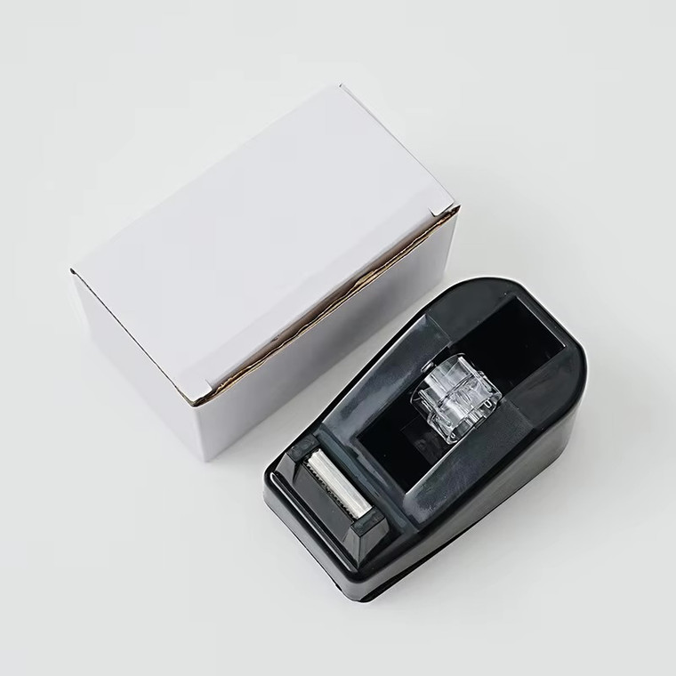 Office Home Mini Tape Cutter Students Handmade Tools Non-slip Tape Dispenser Holder Family Gift Packaging in black color