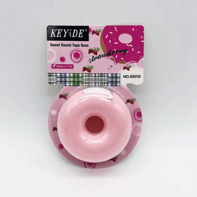 Office Home Mini Kawaii Tape Cutter Students Handmade Tools accessory round donut and love heart shape washi Tape Dispenser Holder Family Gift Packaging in pastel pink color