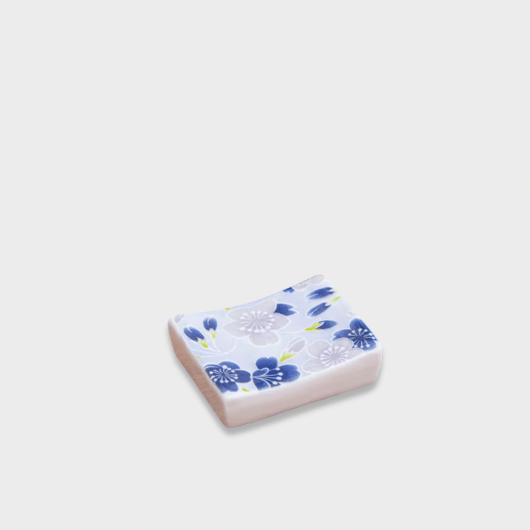 Japanese Retro Ceramic water lily lilies Chopstick Rest holder stand Dining tableware accessory Tabletop accessories in multi color blue