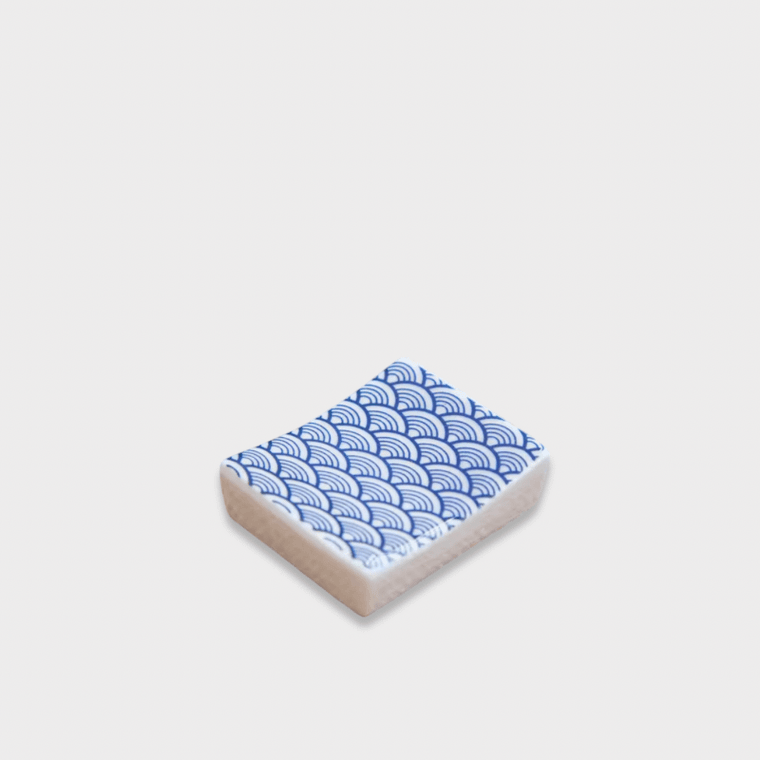 Japanese Retro Ceramic geometric rice paddy fields farmland Chopstick Rest holder stand Dining tableware accessory Tabletop accessories in multi color blue white
