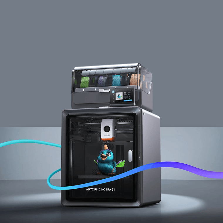 Anycubic Kobra S1 Combo Multi-Color 3D Printer Max Speed 600mm/s Core XY Stable Structure High Precision 3D Printers in Gray grey