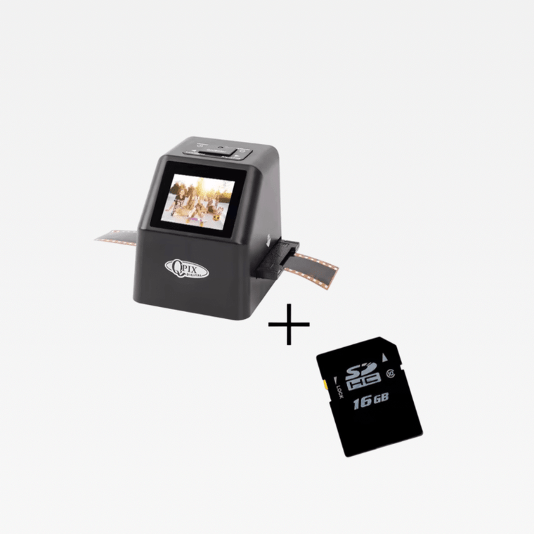 Office Home Digital Film Slide Scanner Converts 35mm Film Scanner for Negatives with 2.4inch LCD 22mp Super 8 to USB Digital Converters with optional 16GB SD Memory Card in black