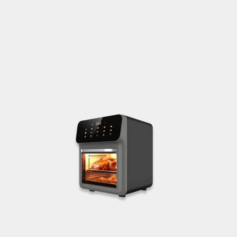 10L Large Capacity Electric Oven Oil-free Automatic Household Multi-Functional Visible toughened glass Air Fryer For Baking Roasting Steaming 10L in charcoal Gray grey, with black color