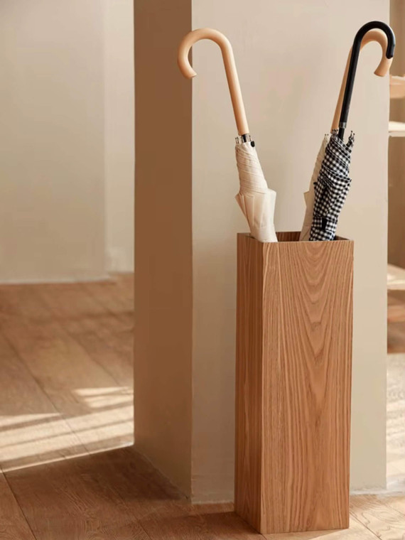 Japanese Style Office Home Entryway Parasol Holder Solid Wood Square Umbrella Stand Hotel Lobby Umbrellas Rack Stable Load-bearing Parasol Stands in ash wood Wooden furniture