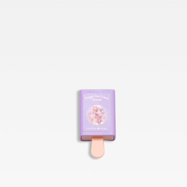 Office school Cartoon cute kawaii magic ice cream rubber eraser, Novelty stationery in light lilac purple
