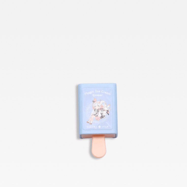 Office school Cartoon cute kawaii magic ice cream rubber eraser, Novelty stationery in light blue