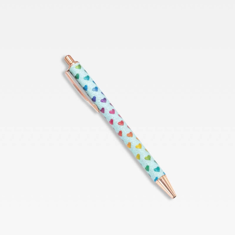 Office Home School kawaii cute writing Ballpoint Pen metal Stationery supply Pens in teal blue love hearts
