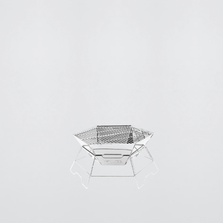 Outdoors Camping Portable Stainless Steel Folding BBQ Barbecue Grill for Outdoor Camping, Self-Driving Campsite Fire Pit & Campfire Stove in silver with carry bag
