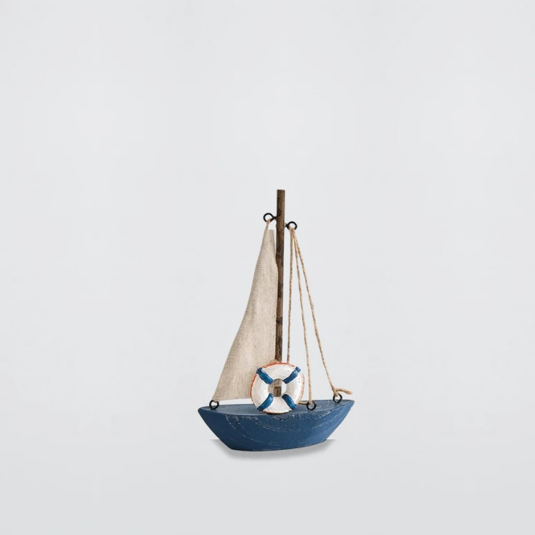 Indoor Outdoor Garden New England USA American Mediterranean Vintage pastel Colored Nautical Themed Wooden sailing Sailboat Boats Model Home Decoration Hotel Room Figurine The Best Gift for Adult Teenagers in deep dark blue