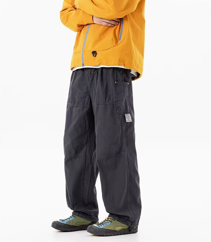 Men’s man mens petite-, tall-, plus-, size Straight Loose American Youth Casual Straight Fashion Thin Style S-3XL Mid-rise Wide-leg Baggy Cargo Pants Breathable Thin Trousers in Dark Gray grey