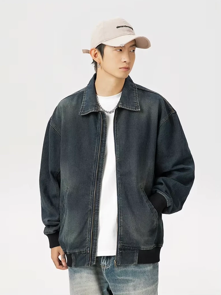 Men’s man mens petite-, tall-, plus-, size Trending Light Travel Trendy Spring Summer Fall Autumn Winter all-season formal office commute workwear Outerwear distressed washed denim Jacket outdoor Outwear Jackets in dark blue