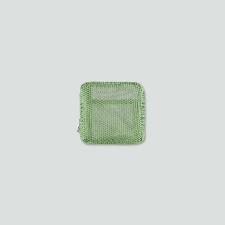 Essential vacation holiday getaway portable travel accessories Lipstick Cosmetic sundries supplies Polyester Mesh Travel Bag with Zip Storage Organizer accessory supply bags in olive green