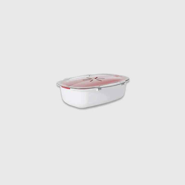 Steam Case Plastic with Lid Microwave Oven Steamer For Steamed Bread Bun Dumpling Fish Kitchen Tools Cooking food steamers Tools in white with red