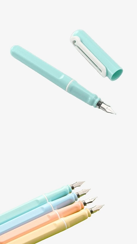 Macaron Color Fountain Pen Cute Posture Correction EF/F Nib Ink Pens for Writing Office School Supplies with Original Box Trending in Light Green, Sky Blue, Clear, Pink