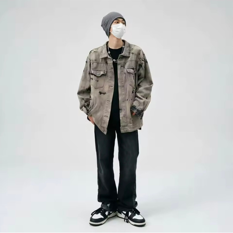 Men’s man mens petite-, tall-, plus-, size Casual Fall Autumn Winter loose classic Vintage style Long Sleeves v-neck turn-down collar button close flap patch pockets windbreaker evening wear Utility Jacket Fashion coat Jackets coats in khaki beige with black accent color