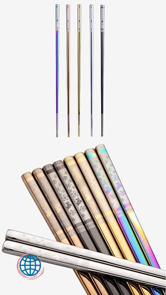 Japanese Kawaii Chopsticks  Japan Stainless Steel Cute Rabbit Sakura Ramen Noodles Food Chopstick Set Kawaii Kitchen Dinnerware Gifts Trending