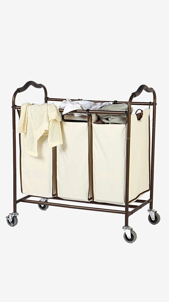 Heavy Duty Laundry Basket Organizer Removable For Dirty Clothes Beige Laundry Hampers Cart with Detachable Bags and Brake Casters Storage Baskets Trending