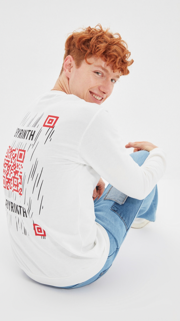 Regular Fit Crewneck Sweatshirt Mens LABYRINTH Printed Sweatshirt Men O-Neck White  Sweatshirts for Man Trending